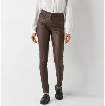 Dámské kalhoty Úzké kalhoty v koženkovém vzhledu čokoládová 48