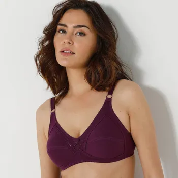 Podprsenka Sada 2 polovyztužených bavlněných podprsenek s ažurou, bez kostic švestková+fuchsie 80B