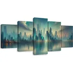 Dovido 5-dílný obraz futuristické město u řeky