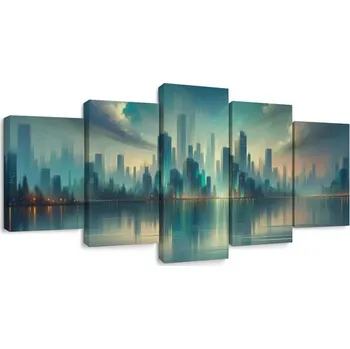 Obraz Dovido 5-dílný obraz futuristické město u řeky