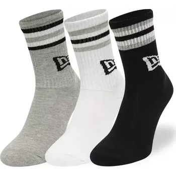 Pánské ponožky Pánské ponožky New Era Retro Stripe Crew 3-Pack velikost 39-42 black / rhino gray / white