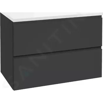 Koupelnový nábytek kielle Skříňka včetně desky pod umyvadlo 80x55x46 cm, matná černá/lesklá bílá 50002S814
