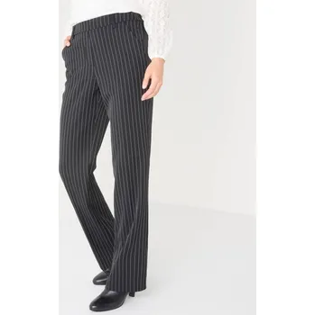 Dámské kalhoty Dlouhé rovné kalhoty, pruhované černá/bílá 48