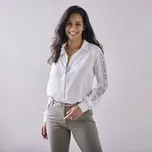 Jednobarevná košile s krajkou bílá 48