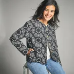 Prošívaná bunda s potiskem černá/režná 38