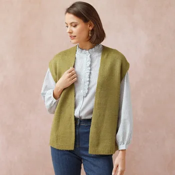 Dámská vesta Vesta z jemného úpletu olivová 42/44