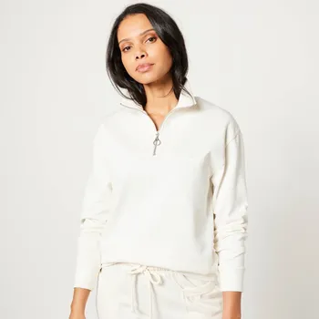 Dámská mikina Moltonová mikina se stojáčkem na zip režná 34/36