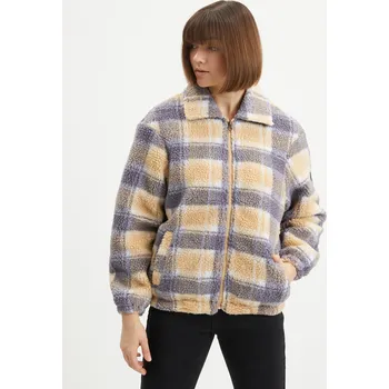 Dámská mikina O'Neill Dámské Šedo-oranžová fleecová kostkovaná mikina na zip O'Neill Check Oranžová M (1754606)