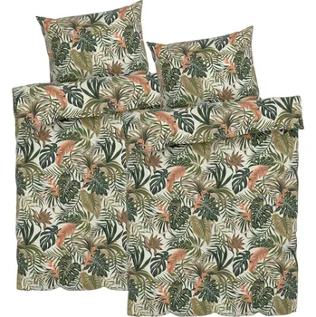 Povlečení LIVARNO home Sada ložního povlečení z mikrovláknitého saténu, 140 x 200 cm, 70 x 90 cm, palmy, 2dílná