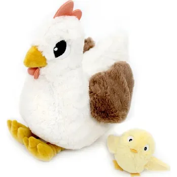 plyšák Ptipotos Plyšová slepice Pioupiou bílá (máma s miminkem) 28 cm