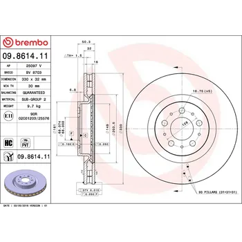 Brzdový kotouč Brzdový kotouč BREMBO 09.8614.11