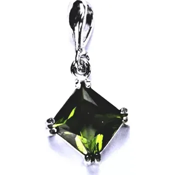 Přívěsek Stříbrný přívěsek, přírodní vltavín - P 1259/22 (vltavín 8x8 mm)