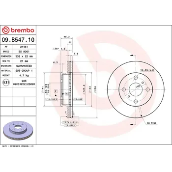 Brzdový kotouč Brzdový kotouč BREMBO 09.B547.10