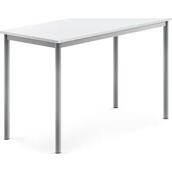 Jídelní stůl Stůl BORÅS, 1200x600x760 mm, stříbrné nohy, HPL deska, bílá