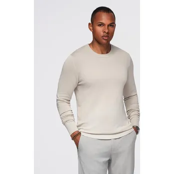 Pánský svetr Pánský svetr s kulatým výstřihem z elastického úpletu s klasickou vazbou - béžový V3 OM-SWSW-0183 - S