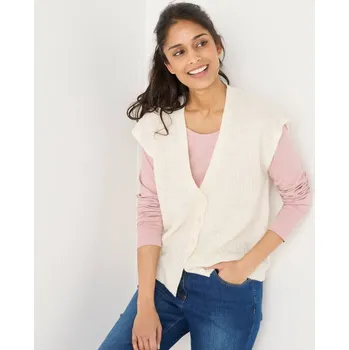 Dámská vesta Propínací vesta s hladkým vzorem režná 34/36