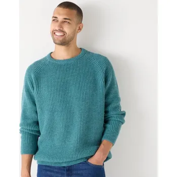 Pánské oblečení Pulovr s kulatým výstřihem, hladký úplet s 30 % vlny zelená 117/126 (XXL)