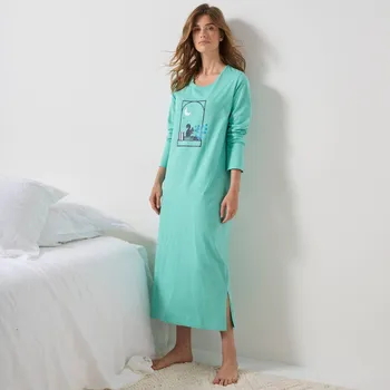 Dámské pyžamo Pyžamo s dlouhými rukávy a potiskem okna zelená mořská 38/40