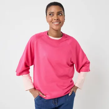 Dámský svetr Volný pulovr s rukávy k loktům fuchsie 42/44