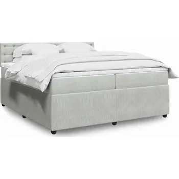 Postel vidaXL Box spring postel s matrací 200x200 cm samet [3287844] Barva: světle šedá