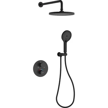 Vodovodní baterie CERANO - Sprchová podomítková souprava Tiziana - termostatická - box - černá matná