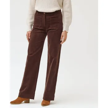 Dámské kalhoty Široké manšestrové kalhoty, pro vyšší postavu čokoládová 40