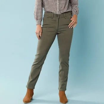 Rovné kalhoty pro menší postavu olivová 48