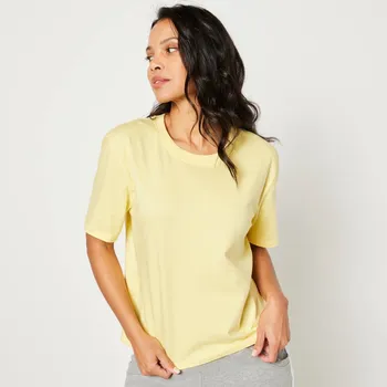 Volné tričko s krátkými rukávy žlutá 50