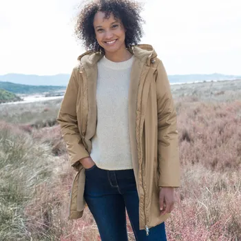 Dámská vesta Nepromokavá bunda s plyšovou podšívkou metalická béžová 50