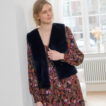 Dámská vesta Vesta z imitace kožešiny nám. modrá 38