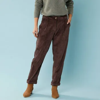 Dámské kalhoty Manšestrové 7/8 chino kalhoty pro menší postavu čokoládová 42