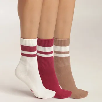 Dámské ponožky Sada 3 párů sportovních ponožek Dim® kaštanová+malinová+slon. kost 35-38