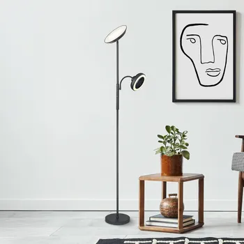 Lampička Globo LED stojací lampa Davyd, černá, 178 cm, lampa na čtení, ventilátor - Délka kabelu 220 cm černá, opálová LED 20 W celkem + LED 4 W celkem - Doprava zdarma