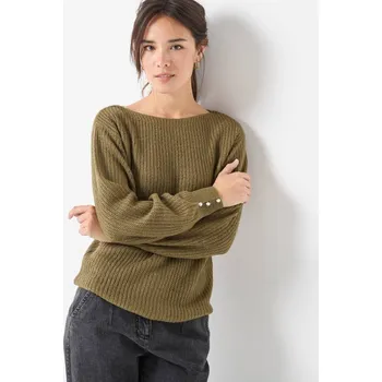 Dámský svetr Pulovr s lodičkovým výstřihem bronzová 38/40