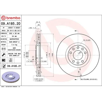 Brzdový kotouč Brzdový kotouč BREMBO 09.A185.21