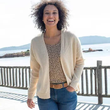 Dámský svetr Kardigan s příměsí mohéru a vlny béžová 46/48