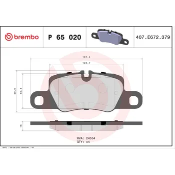 Brzdová destička Sada brzdových destiček, kotoučová brzda BREMBO P 65 020