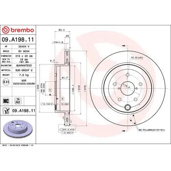 Brzdový kotouč Brzdový kotouč BREMBO 09.A198.11
