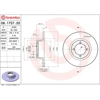 Brzdový kotouč Brzdový kotouč BREMBO 08.1757.20