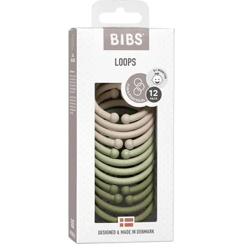 Hračka pro kojence BIBS Loops kroužky 12 ks - Vanilla / Sage / Olive