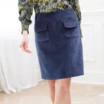 Krátká manšestrová sukně s kapsami nám. modrá 40