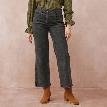 Dámské džíny Široké 7/8 džíny sepraná černá 54