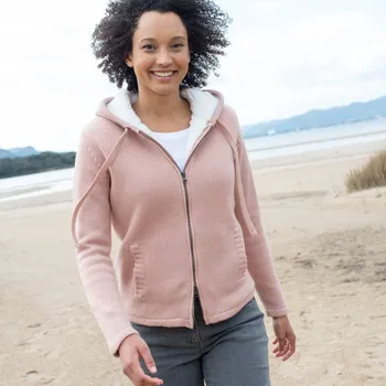 Dámský svetr Svetr na zip, s plyšovou podšívkou růžovošedá 34/36