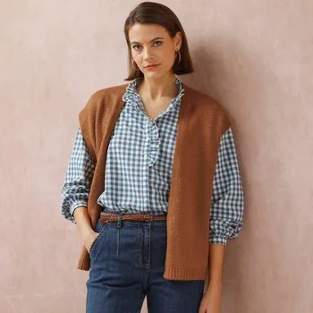 Dámská vesta Vesta z jemného úpletu oříšková 38/40