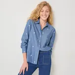 Košile s potiskem srdíček, ze šambré sepraná modrá 54