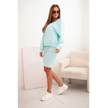 Dámská mikina Kesi Set Alma - halenka + pruhované šaty Barva: Tyrkysová, Velikost: UNI