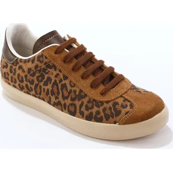 Dámské tenisky Vintage tenisky z kožené usně a s leopardím zorem kaštanová/černá 39