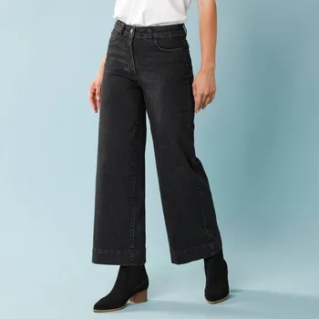 Dámské džíny 7/8 džíny s vysokým pasem černá 46