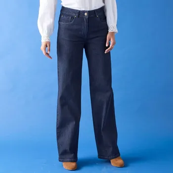 Dámské džíny Široké strečové džíny pro postavu méně než 165 cm tmavě modrá 50