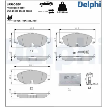 Auto-moto Sada brzdových destiček, kotoučová brzda DELPHI LP5006EV